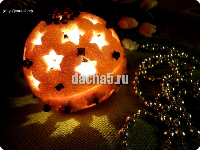 Подсвечник из апельсина пряный аромат гвоздики и цитруса