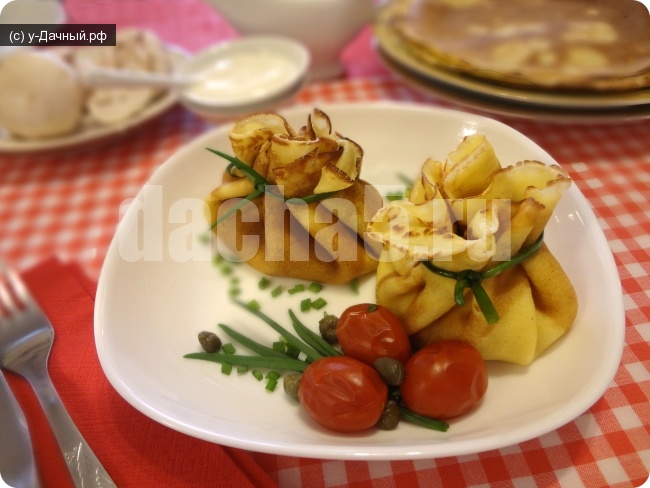 Скоро Масленица! Жульен в блинных мешочках